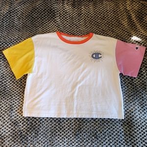 Champion - Women's Medium Colorblock Cropped T-Shirt